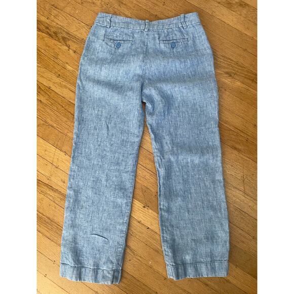 TALBOTS Women 2P 100% LINEN PANTS Blue Belt Loops Front Zip Comfy Travel Pockets - Picture 2 of 7